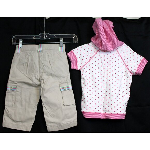 NEW 2008 Gymboree Tennis Match 2pc sz 4 Khaki Capris Hooded Shirt Dots Spring - Picture 7 of 11